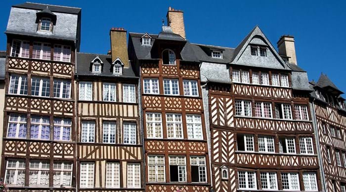 The half-timbered houses that line the streets in Rennes’ old town.