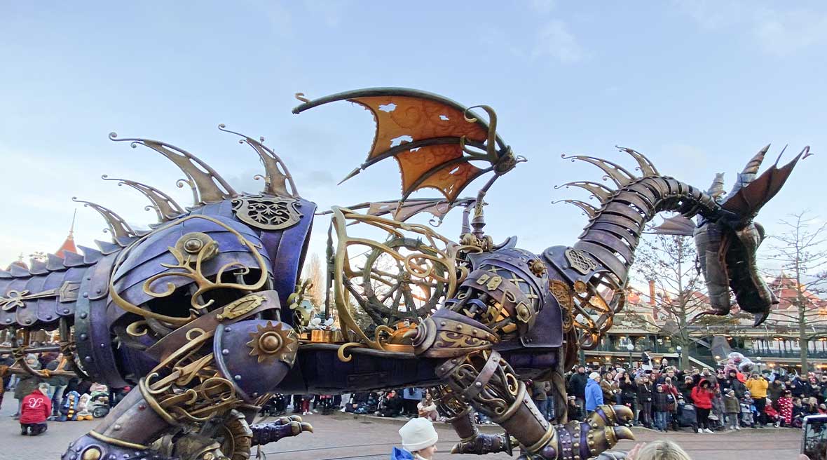 Maleficent Dragon Disney parade in Disneyland Paris park