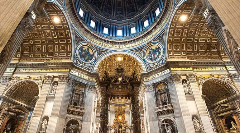 St. Peter's Baldachin in the nave of St. Peter's Basilica in Rome.