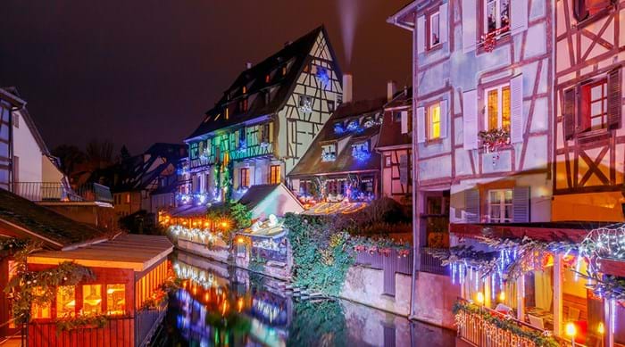 The colourful canal in Colmar that features a floating children’s choir