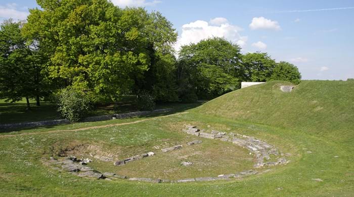 The remains of the theatre at Champlieu on a summer’s day