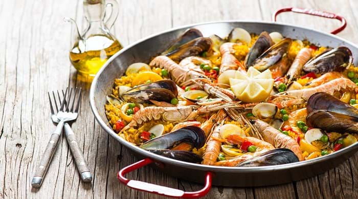 Fresh seafood paella