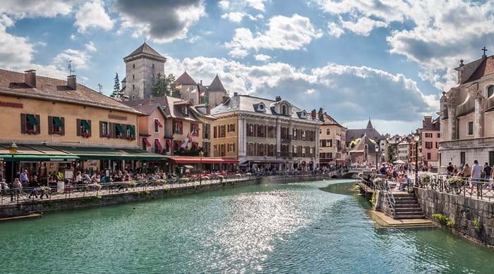 Visit the market and then wander along the Thiou canal in Annecy