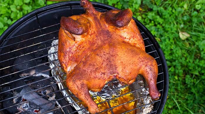 Finishing chicken off on the barbecue gives it a beautiful golden colour and smoky flavour