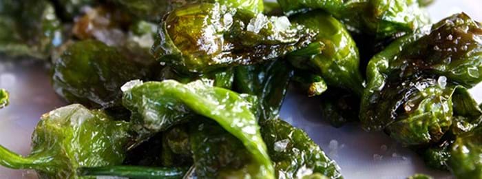 Charred green peppers